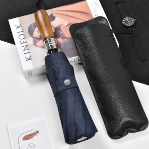 23 Inches 10 Panels Good Quality Storm Proof Windproof Wooden Handle Double Layers Air Vented Portable Compact Umbrella