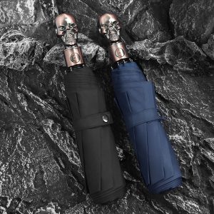 Luxury Fashion Personal Travel Windproof Compact Portable Strong Lightweight Rain Umbrella for Adults Women Men Automatic Skull Umbrella