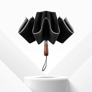 25 inch 10 Ribs Full Automatic Reverse Folding Umbrella with Safety Reflective Strip Customized Logo Folding Umbrella