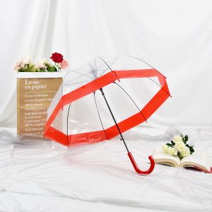 Automatic Straight Transparent Dome Umbrella – Fashionable Rain Protection with Transparent POE Fabric and Unique Dome Design