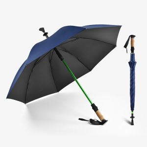Customized Logo Waterproof and Windproof Walking Stick Umbrella with UV Protection and Adjustable Design