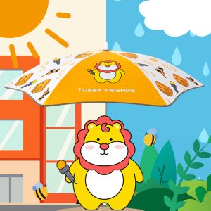 Custom Children’s Safety Rounded Reflective Light Weight Curved Handle Kids Umbrella