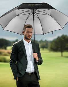 Enlarge Size Silver Coated Golf Umbrella Waterproof Automatic Customized Logo Umbrella Perfect for Anniversary Promotions