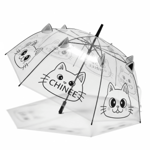 Customized Transparent Cat Design Umbrella for Retail and Promotional Use