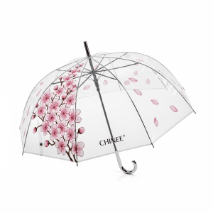 Customized Clear Umbrella with Floral Design for Fashion and Event Industry