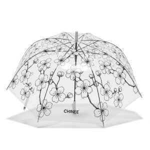 Customizable Transparent Floral Pattern Umbrella for Fashion and Outdoor Use