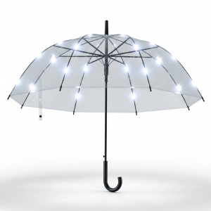 Customizable LED-Illuminated Transparent Umbrella for Commercial and Promotional Use
