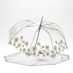 Customizable Floral Transparent Umbrella for Fashion and Branding Industry