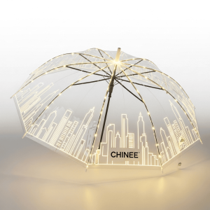 Customizable Transparent LED Umbrella for Urban Outdoor Environments