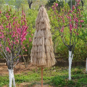 CHINEE 2.5m Large Palapa Thatch Umbrellas Beach Outdoor Straw Umbrellas with Heavy Base