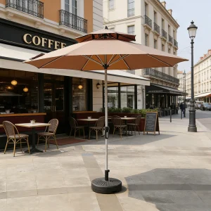 CHINEE 2.7 Meter Double Vent Patio Umbrella Heavy Duty Iron Crank Umbrella 180g Polyester Outdoor Shade Umbrella No Tilt