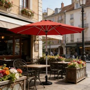 CHINEE 2.7M Waterproof Iron Outdoor Dining Umbrella with Crank System for Patio Garden Table and Deck Use