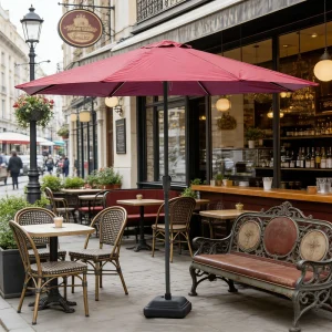 CHINEE 2.7m Patio Umbrella for Garden and Cafe Crank Lift Steel Frame 180g Polyester Canopy Center Pole No Tilt Parasol