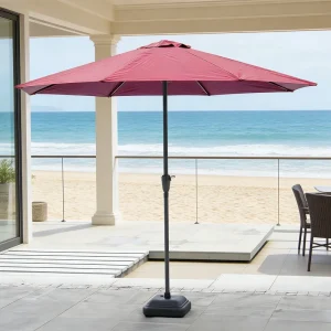 CHINEE 2.7m Waterproof Outdoor Patio Market Umbrella Crank Powder Coated Iron Frame 180g Polyester Canopy Modern Design No Tilt Garden