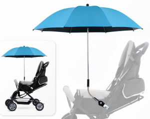 CHINEE 21″*8k Portable Three Fold Manual Open Multifunction Hand Free Universal Plastic Strollers Clip Chair Clamp Umbrella
