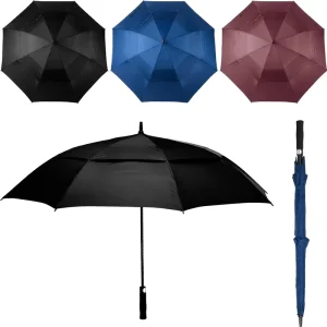 CHINEE 3 Pack 62 Inch Extra Large Golf Umbrella Automatic Open Oversize Travel Rain Umbrella Double Canopy Vented Windproof