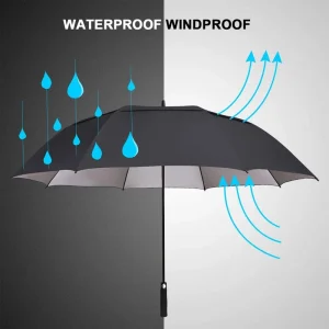 CHINEE 30 Inch Double Layer Golf Umbrella Long Automatic Black Rubber Big Advertising Customized Golf Umbrella With logo