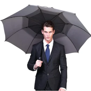 CHINEE 30 Inch Extra Large Golf Umbrella Double Canopy Vented Windproof Auto Open Water Repellent Umbrella for Rain Sun