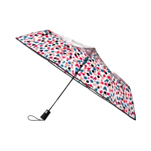 CHINEE 42 Inch Foldable Lightweight Automatic Clear Umbrella Travel Compact Rain Canopy Rubber Coated Handle Adults Umbrella