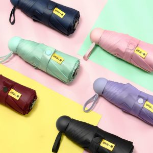 CHINEE 5 Fold Pocket Mini Umbrella Sun Flat Mini Sunshade Umbrella