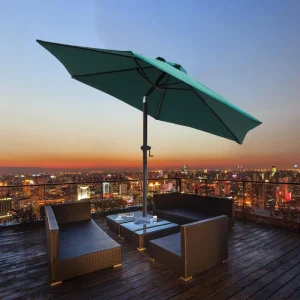 CHINEE 7.5ft Modern Outdoor Patio Umbrella with Crank Tilt UV Protection Market Parasol with Steel Pole for Garden Beach or Backyard