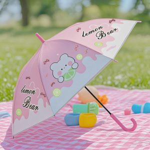 CHINEE Adorable Rabbit Print Auto Open Close Lightweight Durable Fun Umbrella for Boys Girls Cartoon Design Umbrella