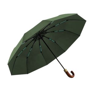 CHINEE Automatic Business Umbrella Curved Wooden Handle Sun Rain Protection Auto Spring Rain Sun Umbrella