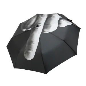 CHINEE Automatic Folding Umbrella Windproof Travel Umbrella Funny Middle Finger Umbrella