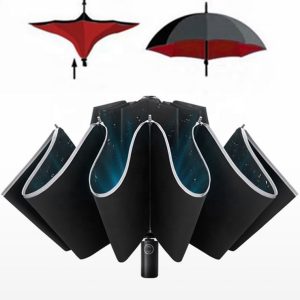 CHINEE Automatic Led Luminous Windproof 3 Folding Business Strong Umbrella Rain Uv protection Upf50+ Gift Travel 3folding Umbrella