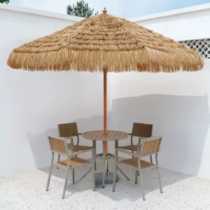 CHINEE Beach Canopy Sun Shade Bamboo Thatch Big Umbrellas Portable Thatched Natural Palm Leaf Parasol Umbrellas