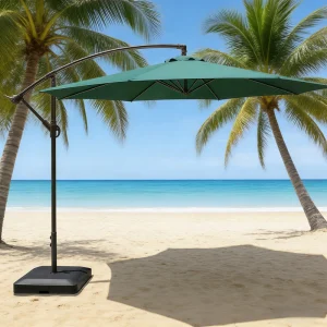 CHINEE Cantilever Offset Patio Banana Umbrella Side Pole Parasol Powder Coated Iron Frame ABS Crank Housing PU Polyester Canopy Hotel