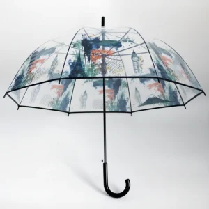 CHINEE Chic Digital Print Transparent Umbrella Durable PVC Windproof Umbrella for City Walk Couple Date