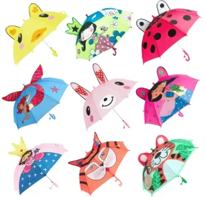 CHINEE Children’s Creative 3d Cartoon Diy Characters Long Handle Security Umbrella