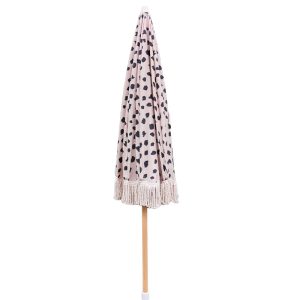 CHINEE Commercial Grade Macrame Umbrella Heavy Duty Teak Wood Frame with Tassels Elegant Sun Shelter for Beach Club