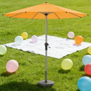 CHINEE Commercial Modern Hotel Cafe Terrace Waterproof Umbrella Aluminum Pole Ribs Die Cast Crank Handle 250g PA Polyester Patio
