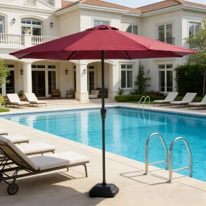 CHINEE Commercial Patio Umbrella 2.7m with Crank Lift Steel Frame and 38mm Pole Vented Canopy for Outdoor Dining Shade