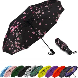 CHINEE Compact Travel Umbrella Windproof Automatic Small Three Folding Backpack Umbrella