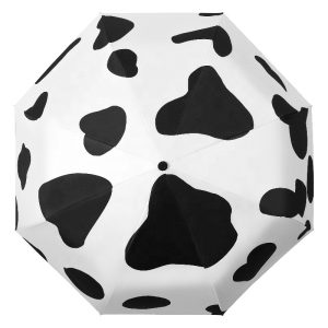 CHINEE Cow Pattern Korean Creative Paraguas Rain Shine Dual-Use Female Compact Portable Automatic Five-Folding Umbrellas