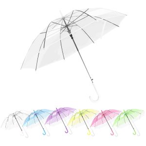 CHINEE Custom Auto Straight J Handle Parasol Portable Colorful Transparent Umbrella with Logo Modern Design Manual Control
