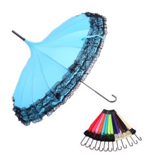 CHINEE Custom Color Korean Lace Pagoda Umbrella Luxury Special Princess Design Metal Leather Frame Plastic Handle Logo Printing Price