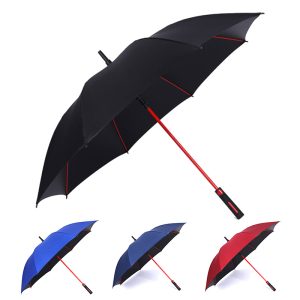 CHINEE Custom Logo Automatic Windproof Pongee Umbrella Plastic Handle Fiberglass Frame 120cm Open Diameter Minimalist Business Style