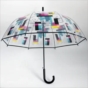 CHINEE Custom Logo Clear Umbrella Digital Print Transparent Design for Corporate Event Boutique Gift