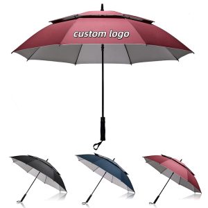CHINEE Custom Logo Double Layer Golf Umbrella Windproof Vented Large Straight Rain Umbrella for Outdoor Sports