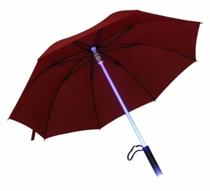 CHINEE Custom Logo LED Glowing Umbrella with Flashlight Handle Transparent POE Auto Umbrella for Brand Promotion Corporate Tech Gift