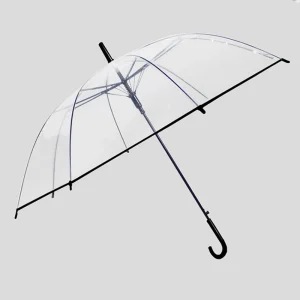 CHINEE Custom Logo PVC Transparent Umbrella with Semi Automatic Opening Large Clear 8K Ribs Sun Rain Windproof Waterproof