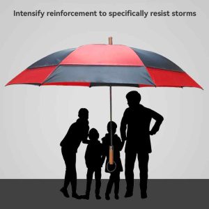 CHINEE Custom Logo Straight Golf Umbrella Semi Automatic Classic Wooden Handle Windproof Double Layer Verified Manufacturer
