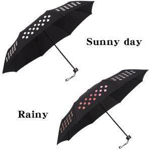 CHINEE Customized Design Sun and Rain 3 Fold Magic Color Changing Umbrella When Wet