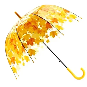 CHINEE Customized PVC Printing Straight Fashion Dome Auto Clear Transparent Umbrellas