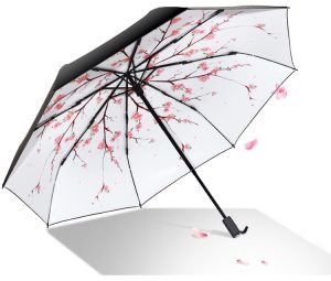 CHINEE Delicate Art Design Cherry Blossom 3 Fold Custom Full Floral Sakura Print Umbrella With Digital Print