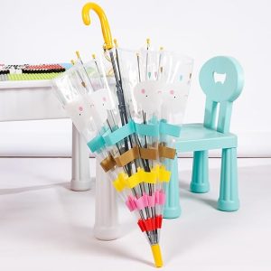 CHINEE Dome Shape Clear Semi Automatic Open Transparent Kids Umbrella Animal Printing Clear Design Baby Umbrellas